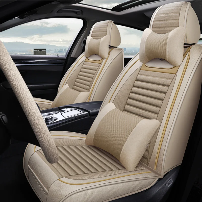 (Переднее и заднее) 5 сидений льняной чехол на автомобильное сиденье для Mazda 3 6 CX-5