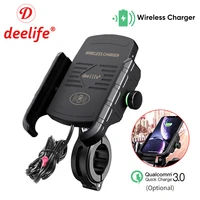 deelife mobile phone holder motorcycle smartphone support for moto motor motorbike handlebar mount stand with wireless charger