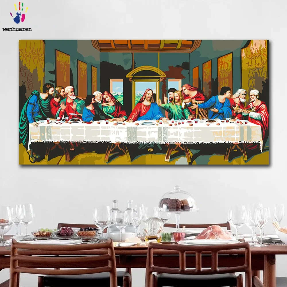 DIY картинки для раскраски по номерам с цветами Тайная вечеря да Винчи картина