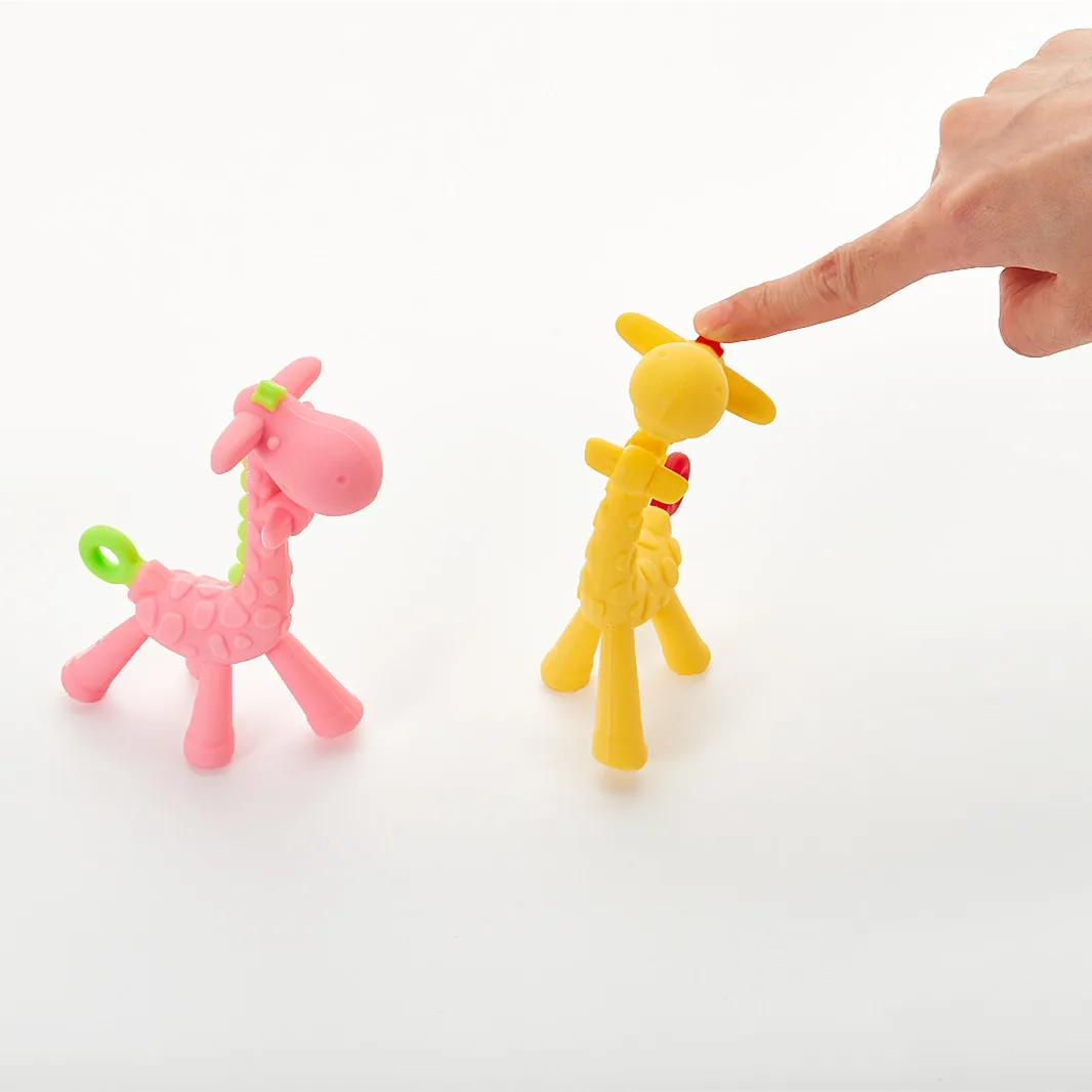 Mordedor de silicona de grado alimenticio para beb&eacute;, juguete para morder, sin BPA, con dibujos de animales coloridos-4