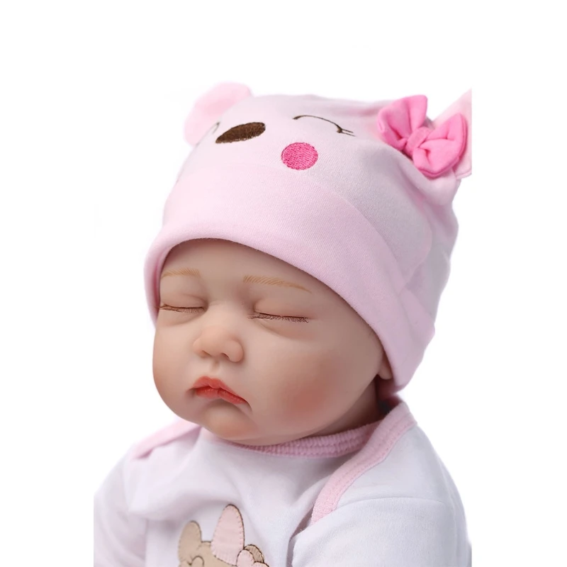 

55cm Silicone Realistic Doll Closed Eyes Soft Vinyl Magnetic Mouth Baby