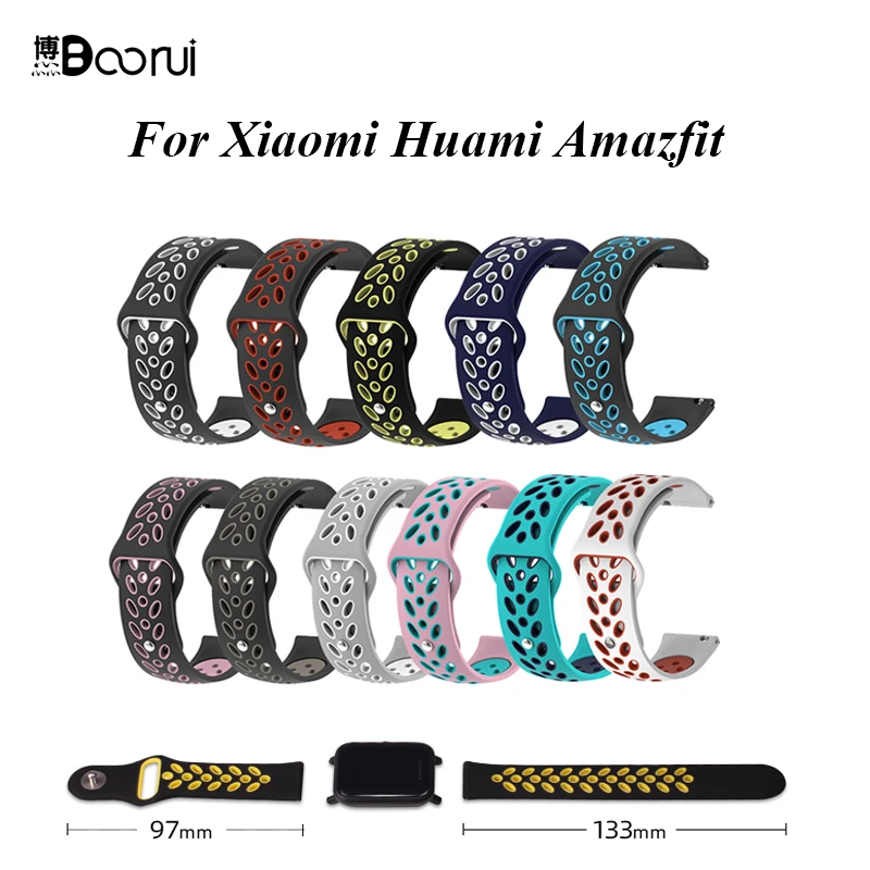 BOORUI Amazfit Bip ремешок для часов 20 мм для Xiaomi Huami Amazfit Bip силиконовый мягкий браслет correa Amazfit Bip Замена