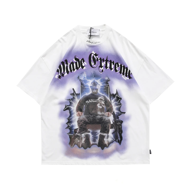 

Retro T Shirt 2021 Spring/summer Cotton Neutral Men and Women Do Old Retro Metal Gradient Printing Short Sleeves Oversed T Shirt