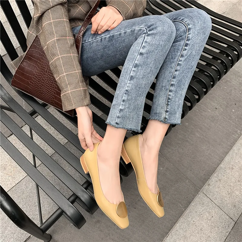 

FEDONAS Elegent Genuine Leather Pumps Women Spring Summer Casual Office Party Shoes Woman Metal Decorration Shallow Pumps
