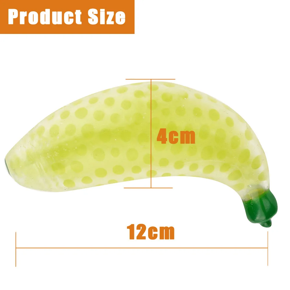 

Squeeze Toys Classic Spongy Banana Bead Stress Ball Toy 12cm Rubber Banana Ball Hand Wrist Squeeze Toys Anti-stress For Adult