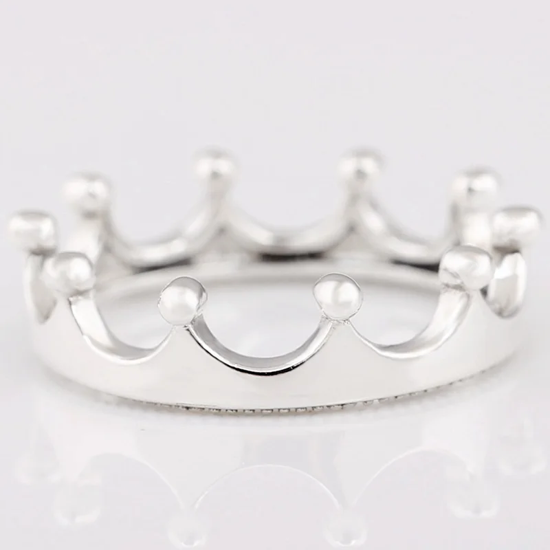 

Original 925 Sterling Silver Pan Ring New Shiny Crown Ring For Women Wedding Party Gift Fashion Jewelry