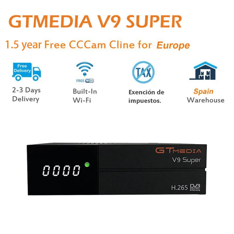 GTmedia V9 супер HD H.265 DVB-S2 цифровой спутниковый ТВ приемник и 1,5 год Европа испанский Португалия ТВ сервер cccam