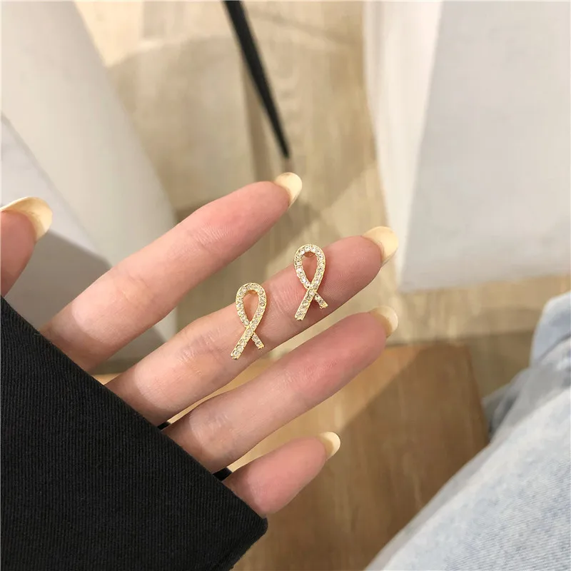 

Simple Small Bow Zircon Earrings Fashion Rhinestone Cute Girl Earring