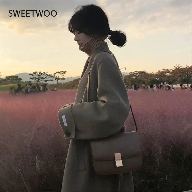 Новое осенне-зимнее женское пальто корейское студенческое утепленное шерстяное