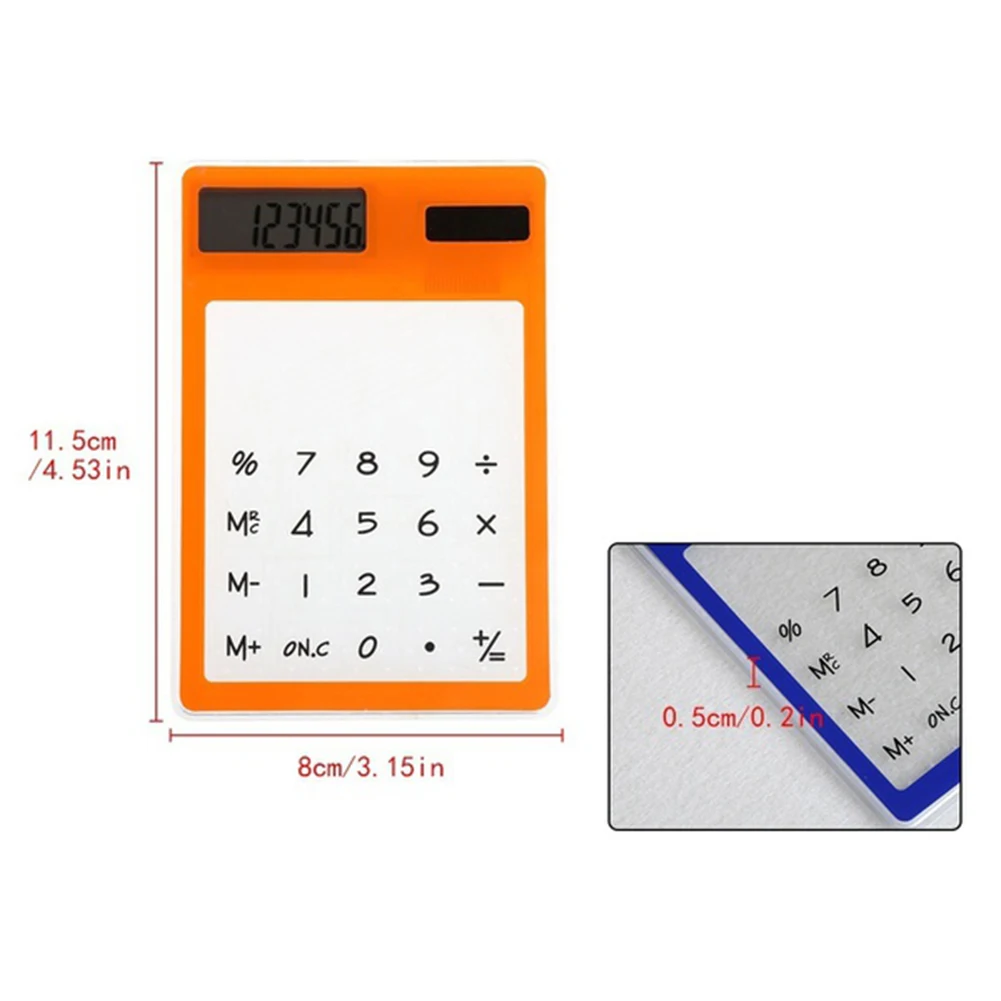 Полезные ЖК-дисплей 8-значный Сенсорный экран ультра тонкий TransparentSolar CalculatorStationery прозрачный научный калькулятор для офиса