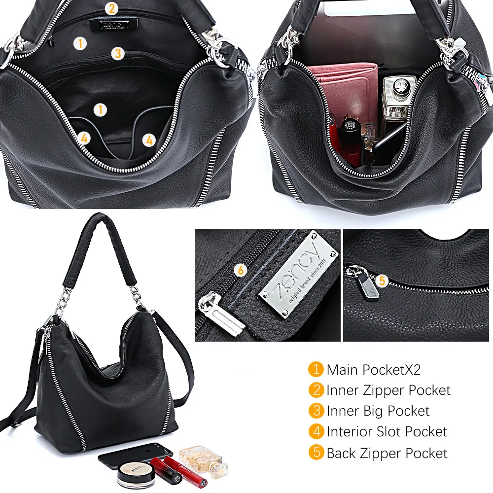 

Zency Soft Genuine Leather Ladies Handbag Large Capacity Messenger Women Crossbody Bag Fashion Elegant Female Shoulder Bag Gray