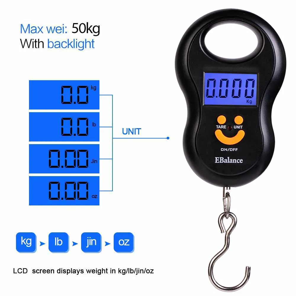 D Hook style 50 кг/10 г портативный цифровой Чемодан весы с ручкой для путешествий Портативный электронный Взвешивание чемодана светодиодный Дисплей баланс - Цвет: D Hook style