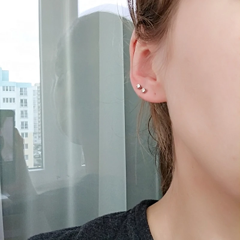 Женские серьги гвоздики из нержавеющей стали с круглыми