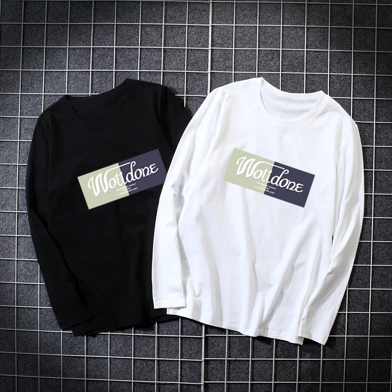 Мужская Осенняя футболка с широким воротником и длинными рукавами принтом Joker.