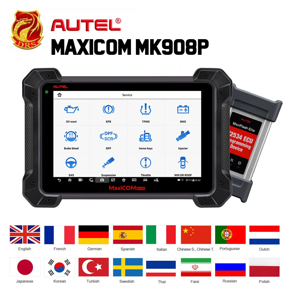 Autel MaxiCOM MK908P OBD2 диагностический инструмент автоматический сканер ECU кодирование J2534 ECU программирование pk Maxisys Pro Elite автомобильные инструменты