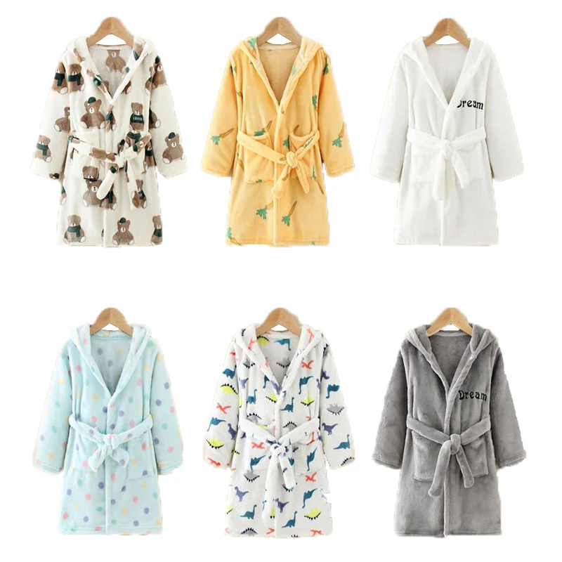 

Children Bath Robes Flannel Winter Kids Sleepwear Robe Infant Pijamas Nightgown For Boys Girls Cartoon Bear Pajamas Baby Clothes