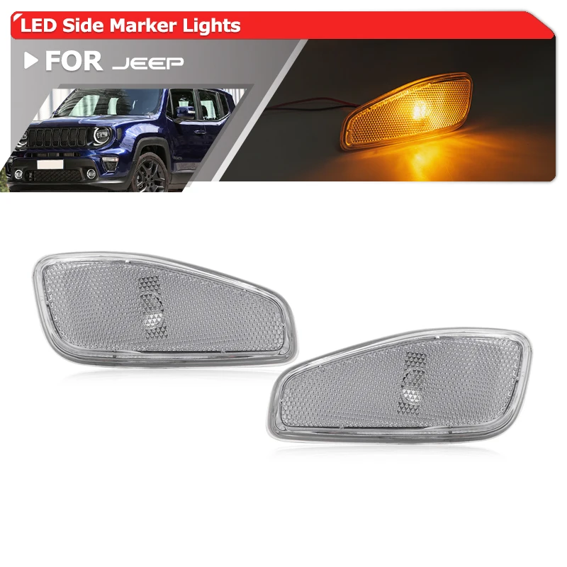 Fits For Jeep Renegade 2015-2021 51953116 51953114 Clear/Smoked/Yellow Lens OEM Front Bumper Side Marker Blinkers Indicator