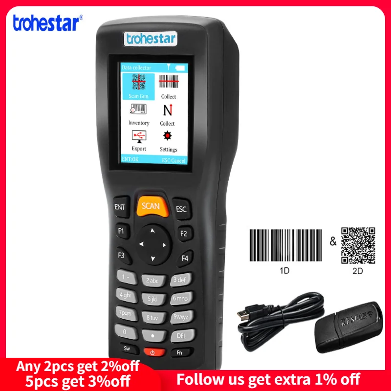 Беспроводной сканер штрих кодов Trohestar Bluetooth 2 4 ГГц проводной считыватель сканеры