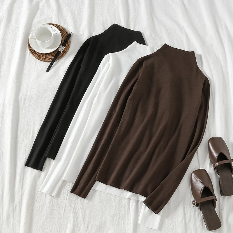 Mooirue 2019 осень водолазка вязаный свитер женский винтажный тонкий уличная