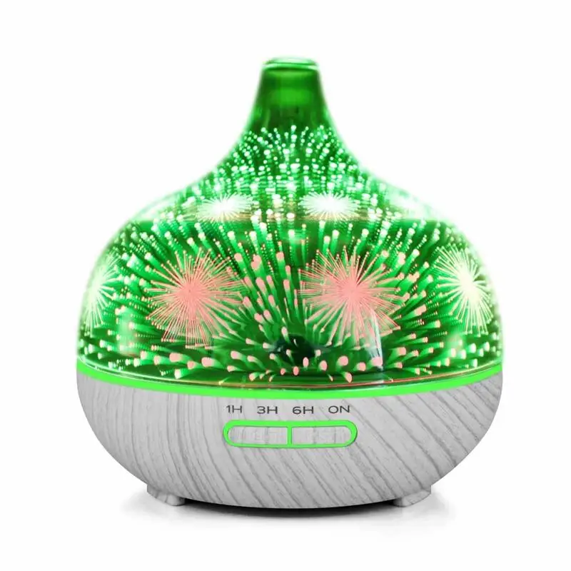 

3D Firework Glass Humidificador with 7 Color Led Night Light Aroma Essential Oil Diffuser Mist Maker Ultrasonic Air Humidifier