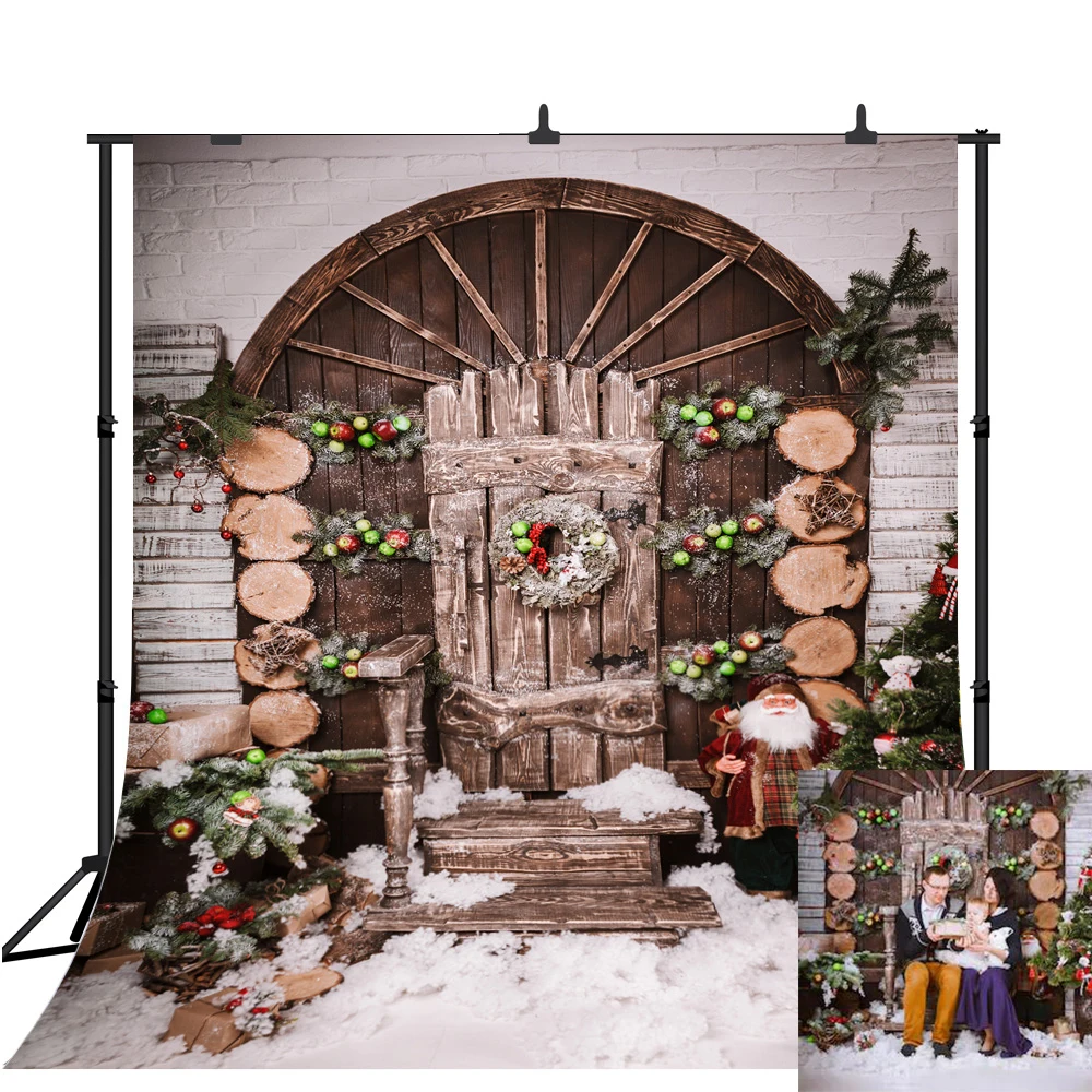 

Lyavshi Рождественские фоны для фотосъемки винтажные деревянные двери кирпичная стена снег дети новорожденвечерние чные фоны реквизит для фо...