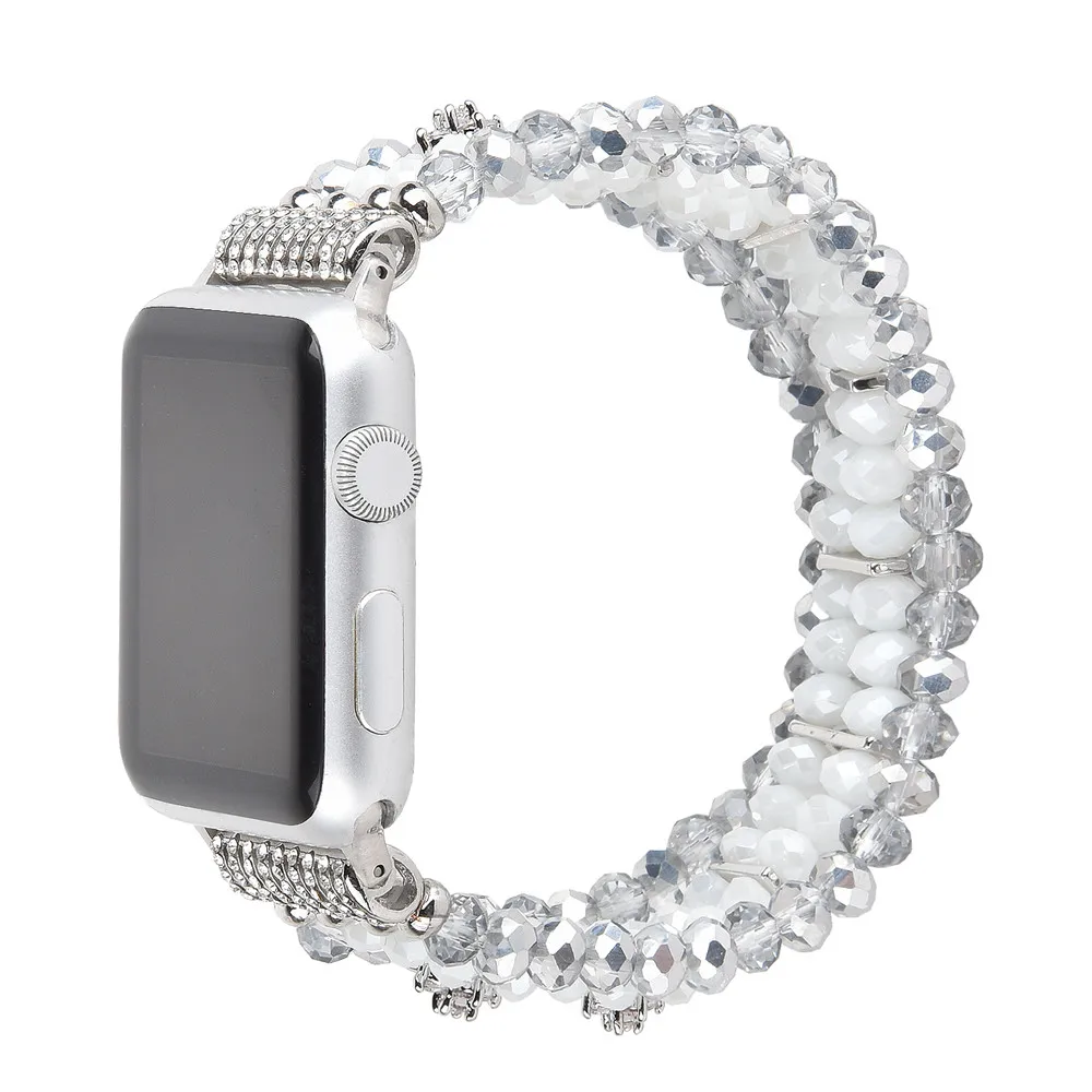 Женский браслет с жемчугом и кристаллами для Apple Watch SE Band Series 6 5 4 3 ювелирный агатом