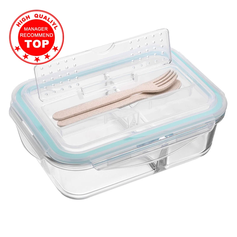 Korean style Lunch Box Glass Microwave Bento Box Food Storage Box school food containers with compartments for kids