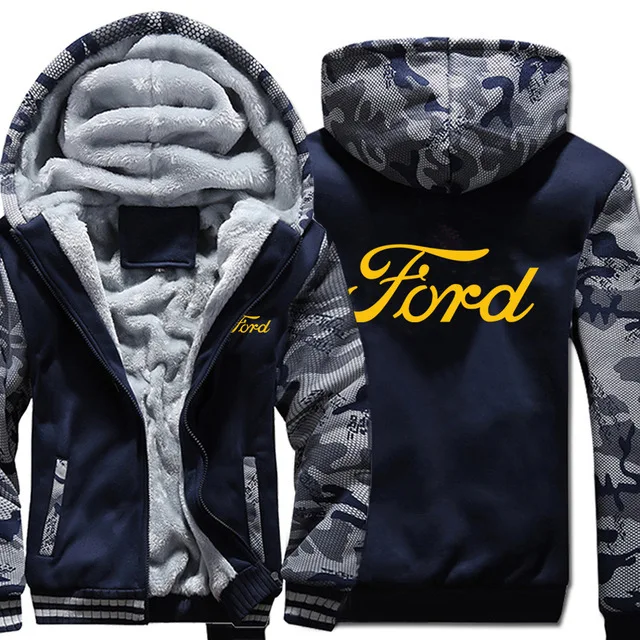 

Winter Ford Hoodies Camouflage Sleeve Jacket Men Fleece Ford Men Sweatshirt 4 Colors