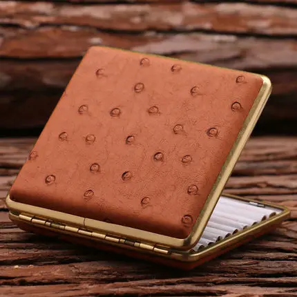 Camel Brown 20 шт. верблюжья крокодил мужской тонкий Портсигар Портативный PU кожаный табак Коробка для хранения сигарет аксессуары подарок для мужчин - Цвет: Camel Brown