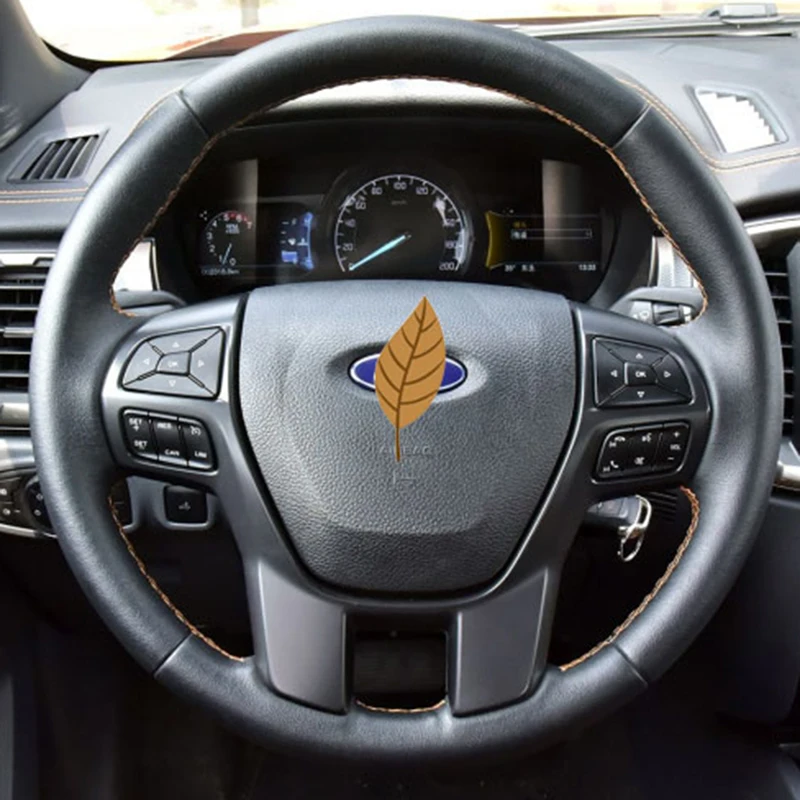 Дешево Для Ford RANGER 2015 2016 2017 2018 2019 2020 углеродное волокно цветная Кнопка рулевого колеса рамка Крышка Панели Отделка автомобильные аксессуары