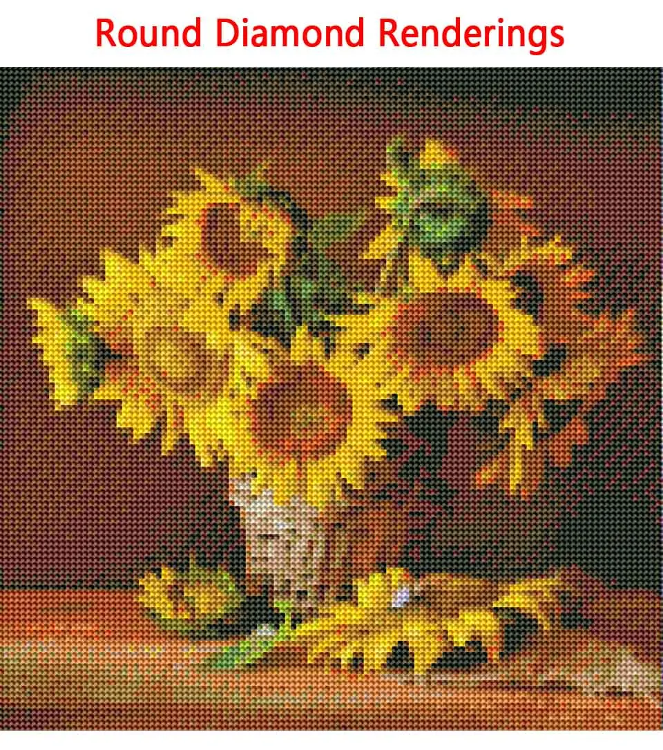 

5D Diamond Square Round Full Sunflower Flower Basket Display Diamond Embroidery Complete Kit Plant Home Decoration Diamond Art