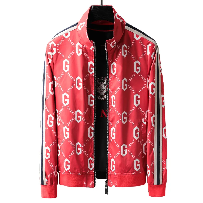 Куртка мужская с надписью модная повседневная красная уличная одежда Свободное