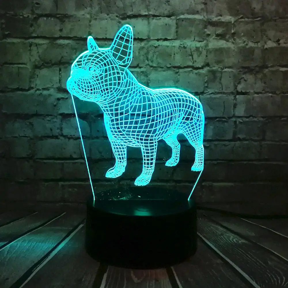 Новый светодиодный животных 3D Мультфильм панель в форме французского бульдога