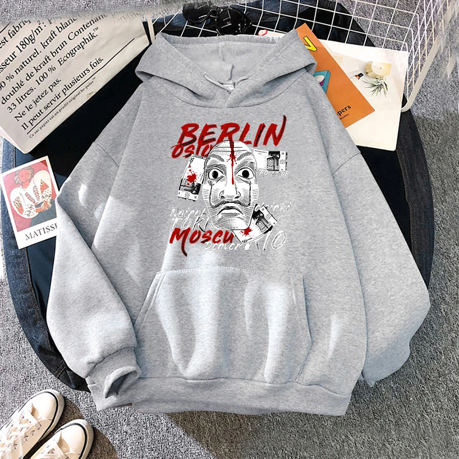 

La Casa De Papel Hoodies Men Unisex Top Cartoon Money Heist Hooded House of Paper Kawaii Anime Cute Bella Ciao Sweatshirt Male