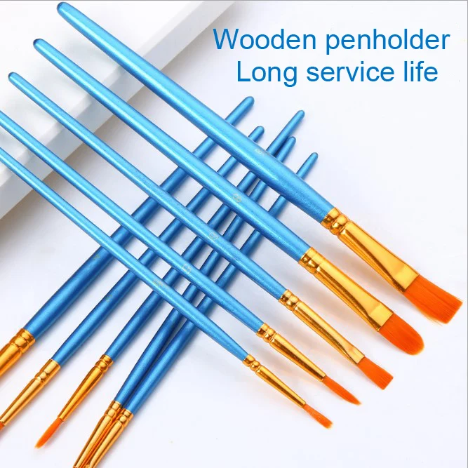 10-Piece Pearlized Blue Nylon Wool Combination Brush Multi-Functional Acrylic Watercolor Gouache Hook Line Pen Art Supplies | Канцтовары