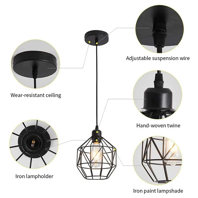 Металлический металлический абажур из железа ретро-люстра винтажная лампа
