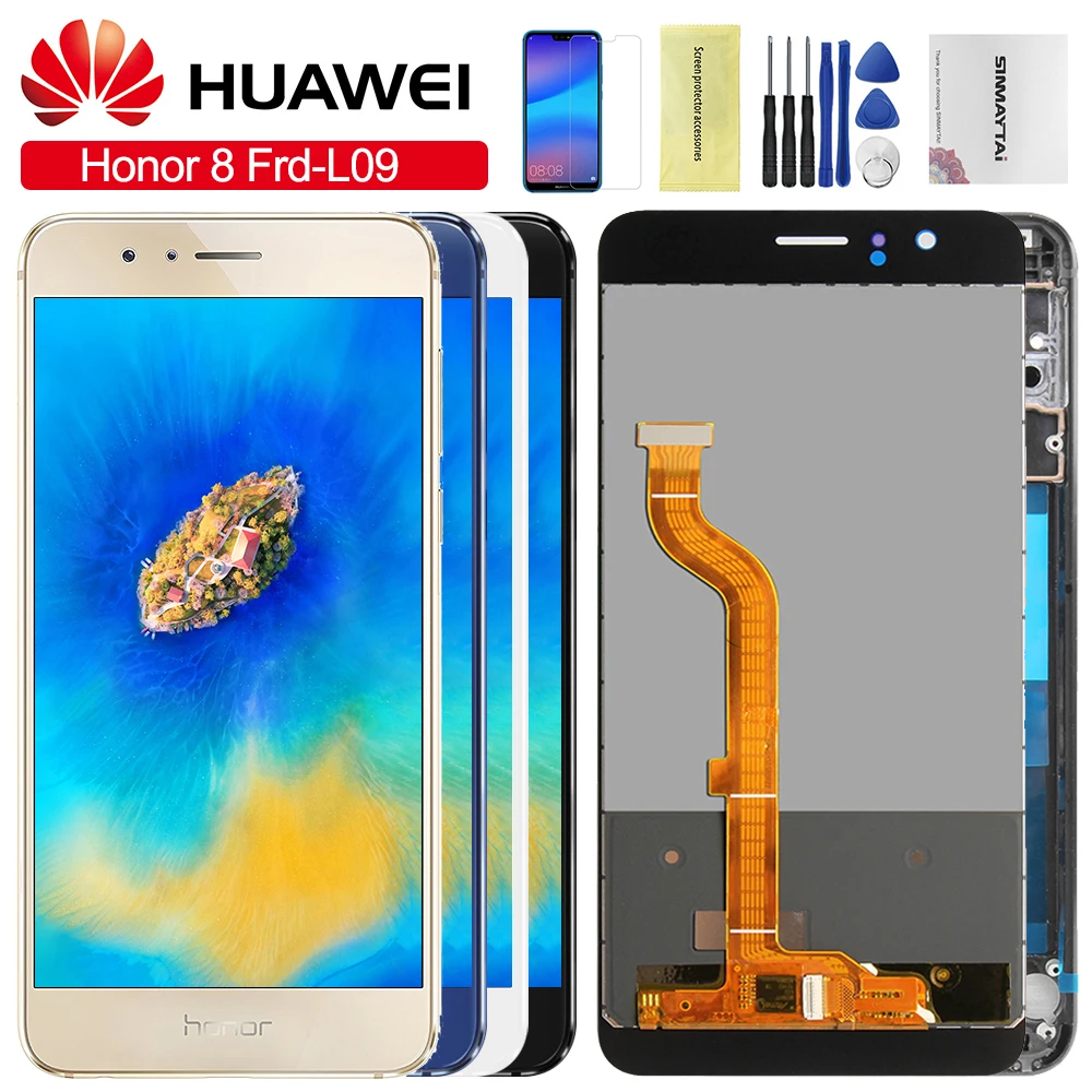 5," дисплей для huawei Honor 8 lcd сенсорный экран с рамкой Замена для huawei Honor 8 дисплей Frd-L09 lcd