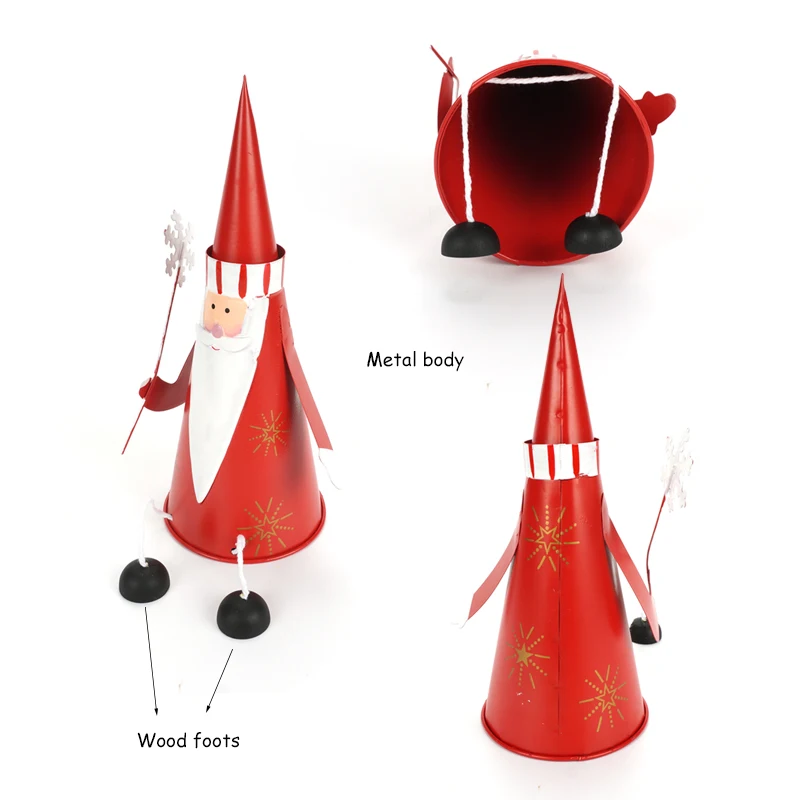 Рождественские украшения 1 шт. металлический Санта Клаус конус Рождественская