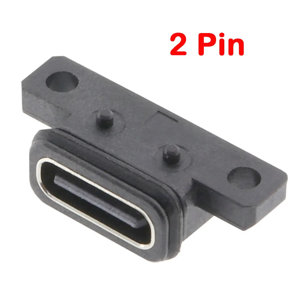 

5-50PCS USB 3.1 Type C Waterproof Connector Port 2Pin Female Type-C Socket With Screw Hole Fast Charging Port Power Jack