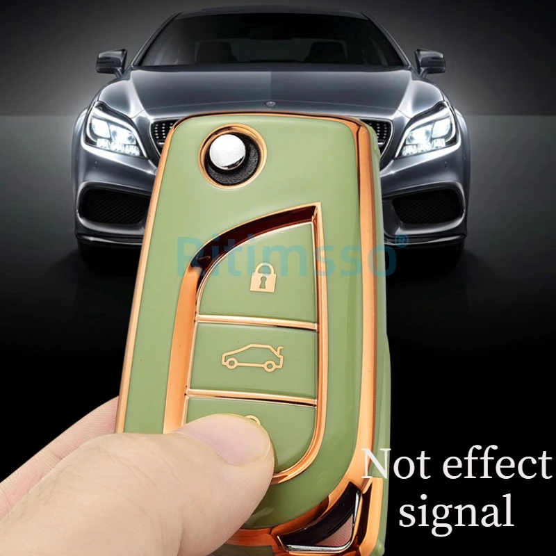 

New TPU Car Key Cover Case Shell Set Protector for Toyota Aygo Yaris Highlander Camry RAV4 2/3 Buttons Flip Blade Key Holder