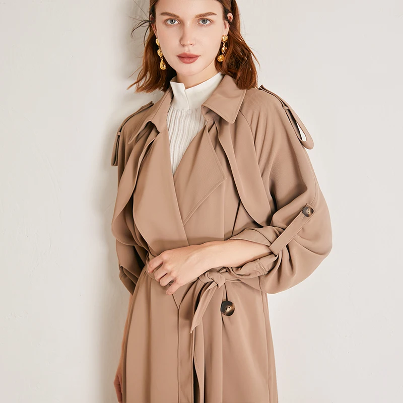 Женское длинное пальто POKWAI осенняя ветровка для ранней осени женская одежда