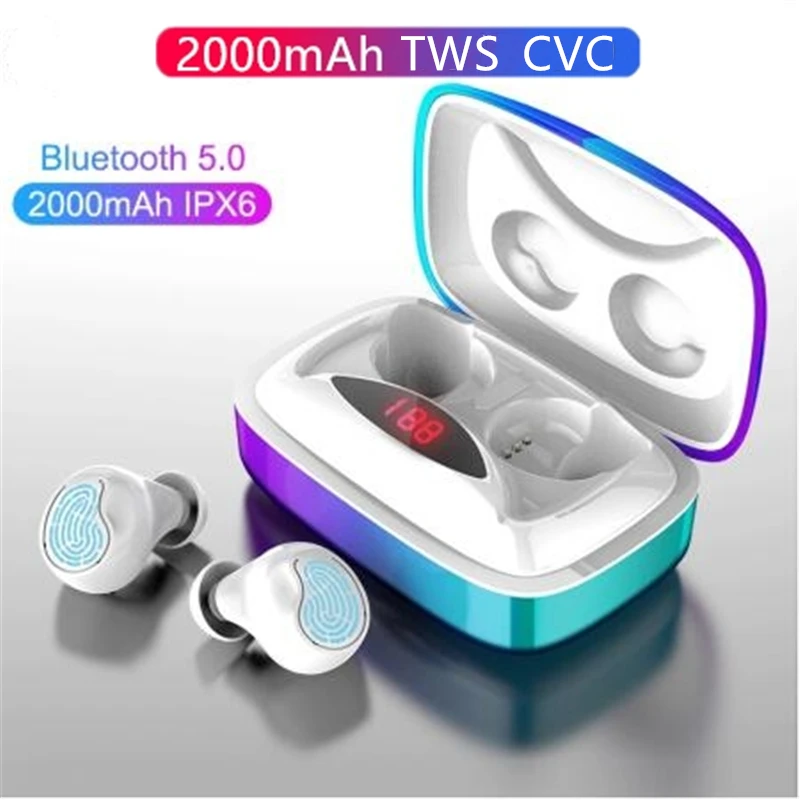 IPX7 водонепроницаемые TWS настоящие беспроводные bluetooth-наушники с HD микрофоном CVC8.0 шумоподавление HIFI двойная музыкальная игровая гарнитура