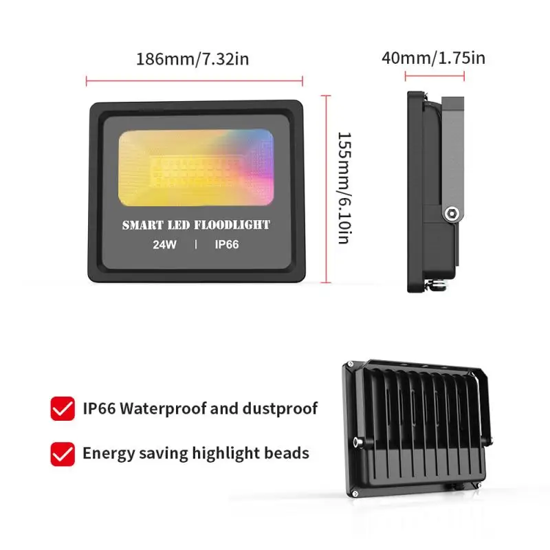 RGB светодиодный прожексветильник 24 Вт Bluetooth открытый умный 110 В 220 IP66
