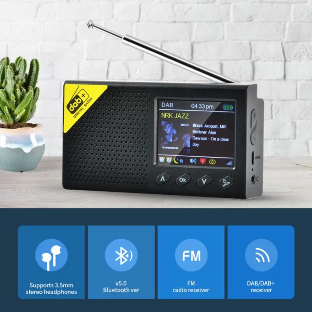 

Portable DAB/DAB+ FM Radio with Bluetooth Digital Radio Color Screen Digital Clock Radio for Outdoor Indoor