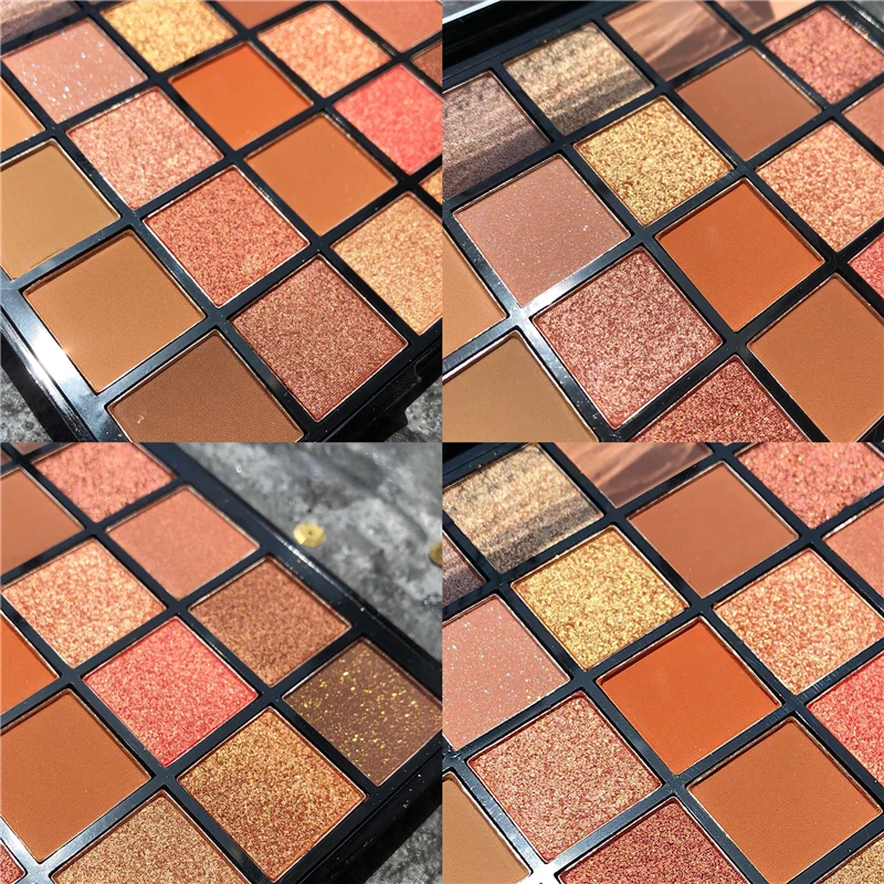 Блестящие матовые тени для век 25 цветов палитра теплых оттенков