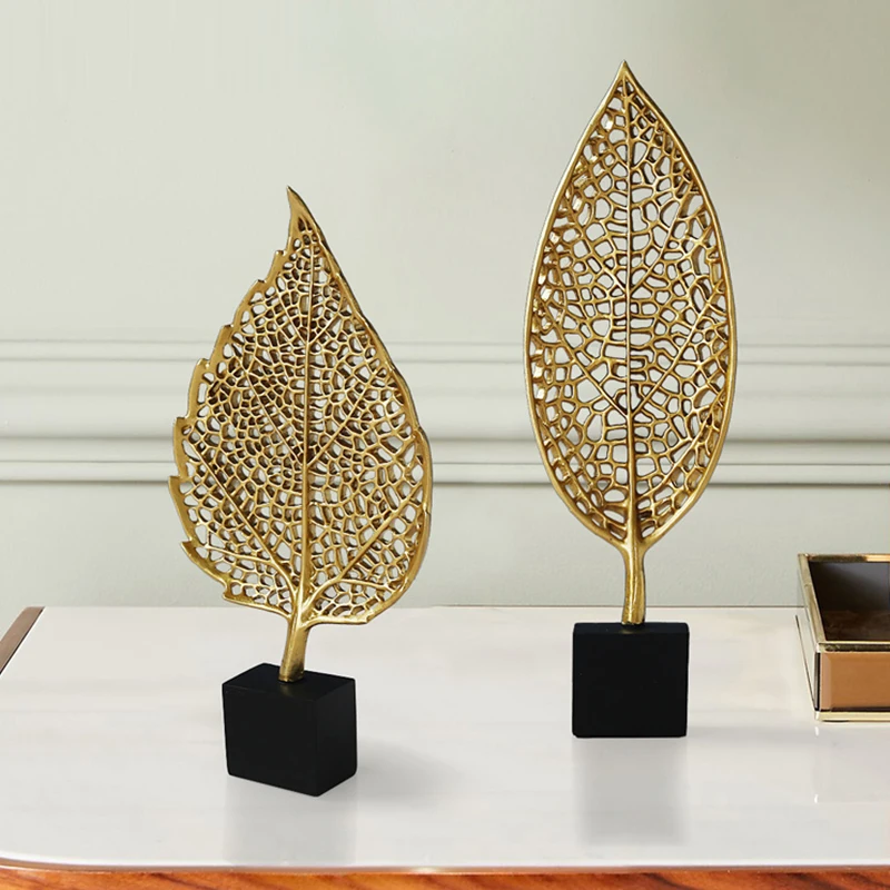 

Creativity modern Sculpture Figurine Gold plant ornament Office Home Desk Decoration Accessories living room Resin Craft gift