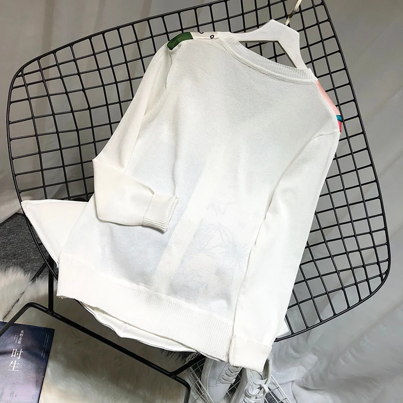 ALPHALMODA Европейский с v-образным вырезом атласный свитер с принтом пэчворк вязаный искусственный однобортный пуловер осенний модный топ с длинными рукавами