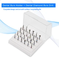 24 holes dental burs holder dental diamond burs drill high speed block alloy silicone autoclavable box for dentist lab equipment