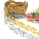 Золотая вышитая кружевная лента, костюм для косплея, тесьма, аппликация, кружево, ширина 4,5 см