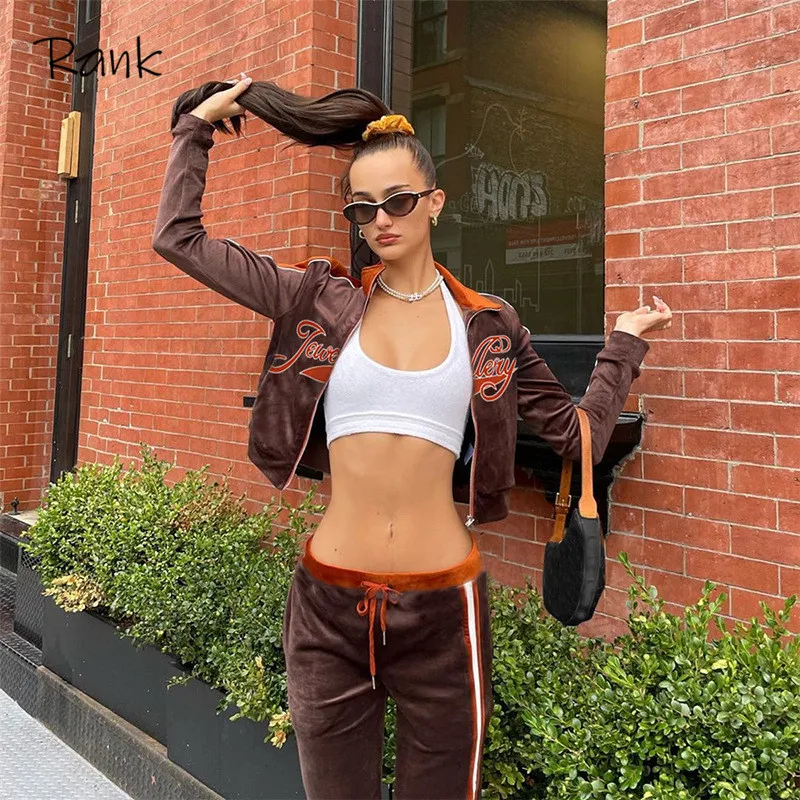 

Autumn Leisure Sports Letter Tops Coat Pants 2 Two Pieces Sets for Women Striped Stitching Comfortable Activewear Elegant Sets